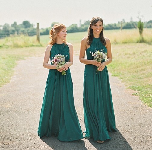 emerald green bridesmaid dresses long