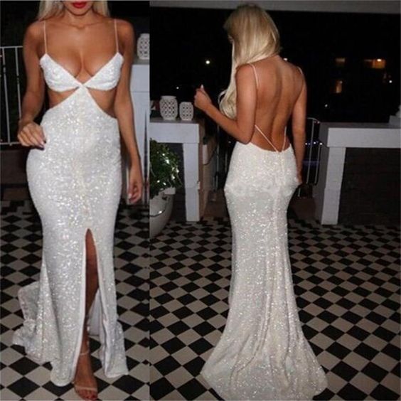 sexy white sequin dress