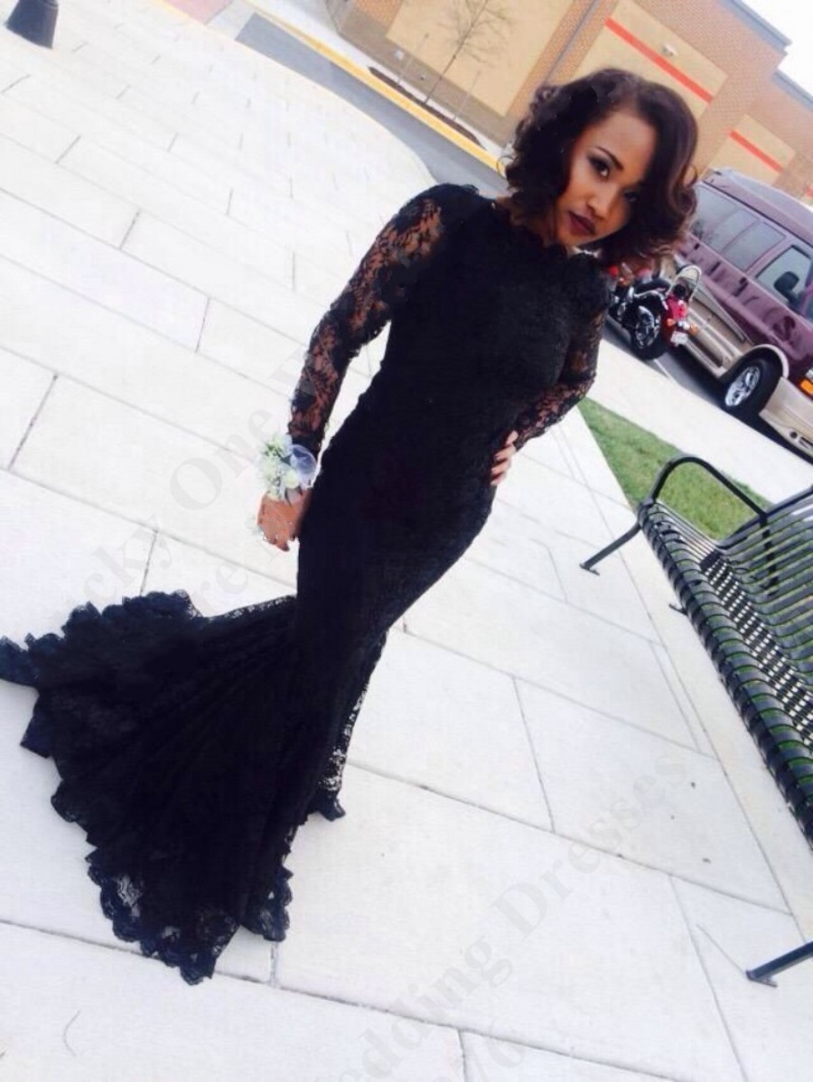 beautiful black evening gowns with sleeves