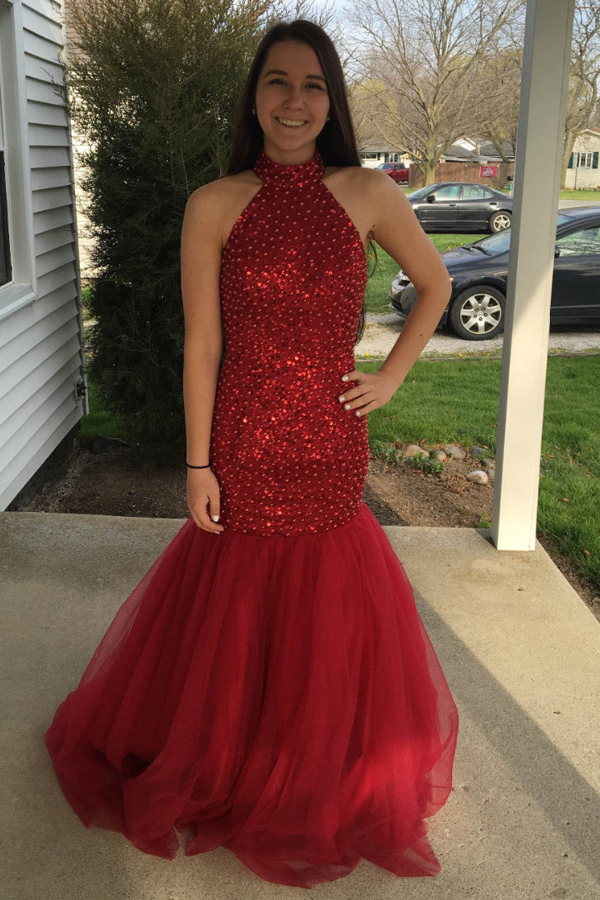 High Neck Mermaid Prom Dress